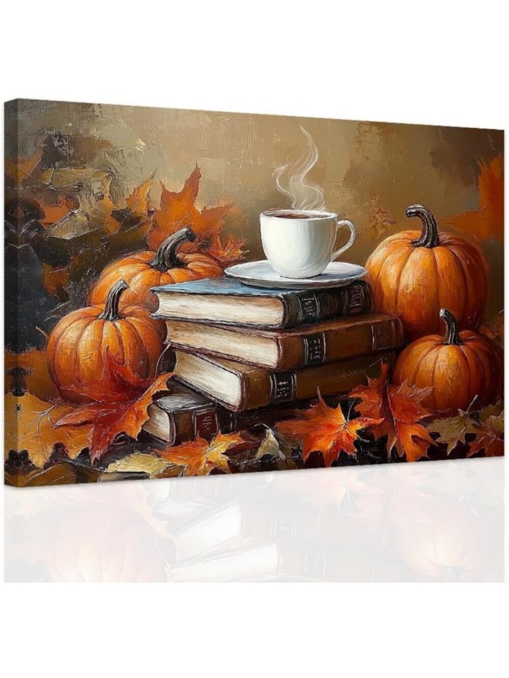 Autumn Wall Art Prints - Vintage Pumpkin & Maple Leaf Canvas Decor for Home